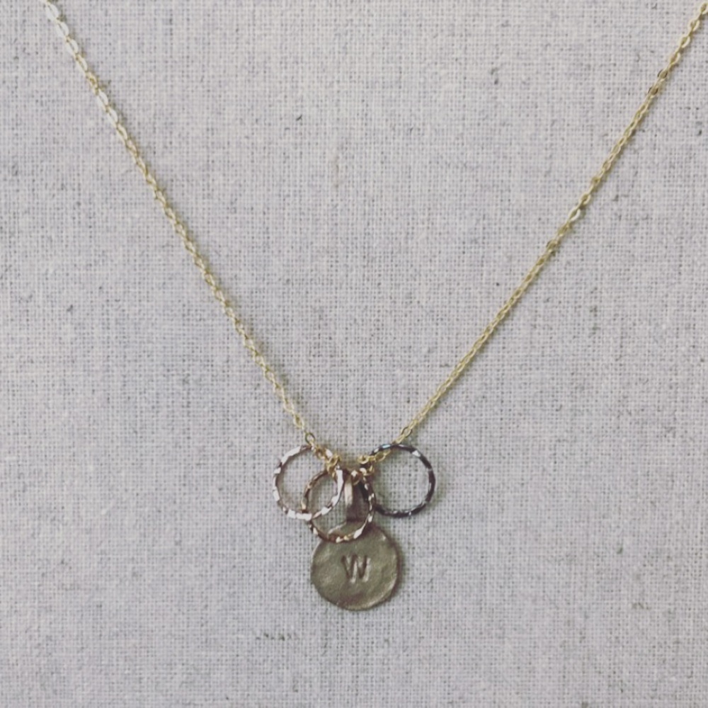 18k Gold Plated "W" Pendant Necklace